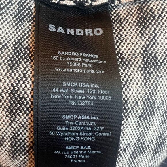 Sandro Long Houndstooth V-Neck Cardigan Sweater (authentic) Women’s Size 1-Paris - Picture 12 of 15